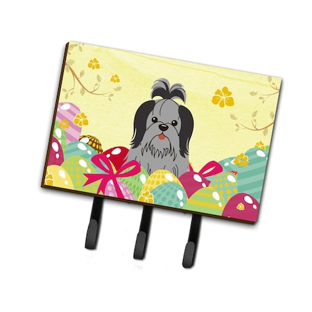 Carolines Treasures Easter Eggs Shih Tzu Black Silver Leash or Key Holder BB6089TH68
